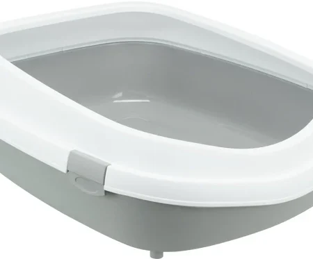 Primo XXL cat litter tray with rim, 56 x 25 x 71 cm, grey/white