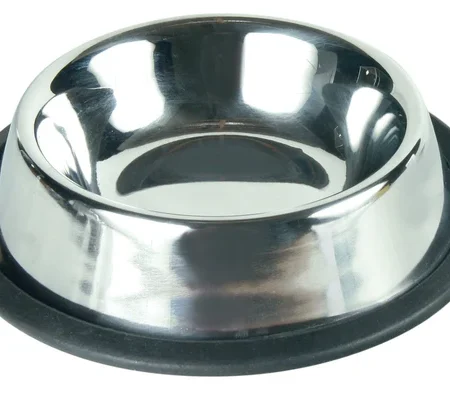 Cat bowl, stainless steel, rubber base ring, 0.2 l/diam. 15 cm