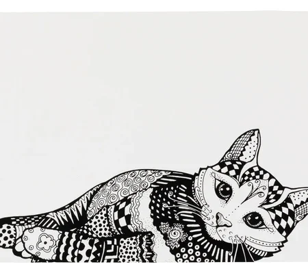 Zentangle place mat, 44 x 28 cm, white/black