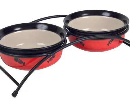 Eat on Feet ceramic bowl set, 2 x 0.3 l/diam. 12 cm, red/black/cream
