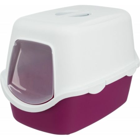 Vico cat litter tray, with hood, 40x40x56 cm, berry/white