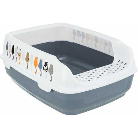 Delio cat litter tray, with rim, 35x20x48 cm, grey/white