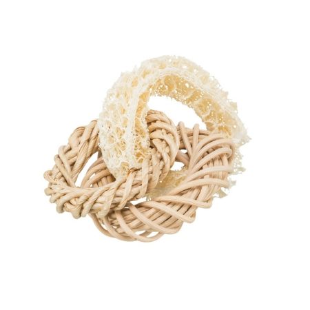 Loofah ring with rattan and corn leaf ring,  13 cm