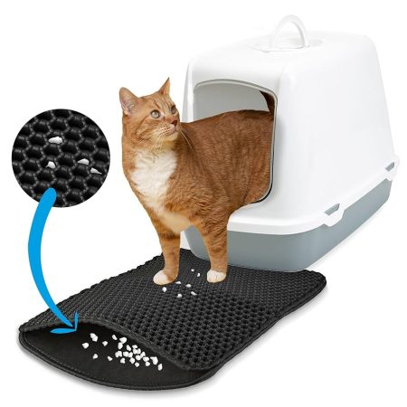 Cat litter tray mat Matz Grey & Black, 61cm L x 41cm W x 1.3cm H