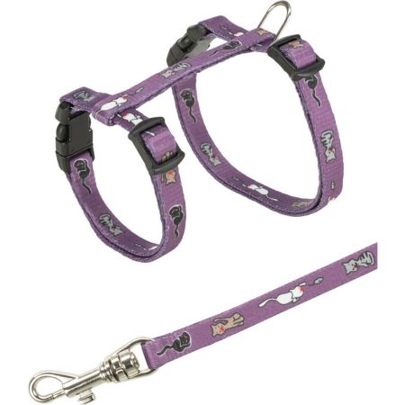 Junior kitten harness with leash, cat motif, 21–33 cm/8 mm, 1.20 m