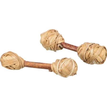 Set of dumbbells, bark wood/grass, 2 pcs., 9 x 2 cm