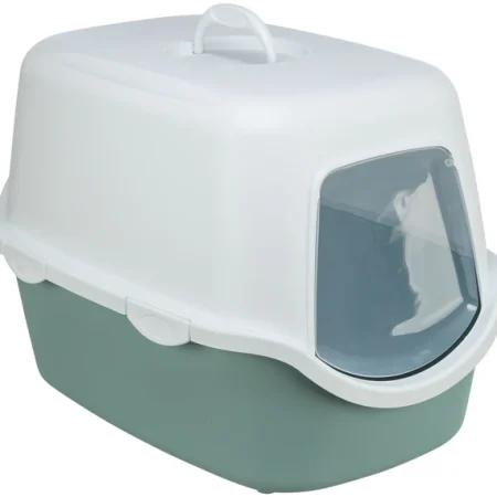Vico cat litter tray, with hood, 40 x 40 x 56 cm, sage/white