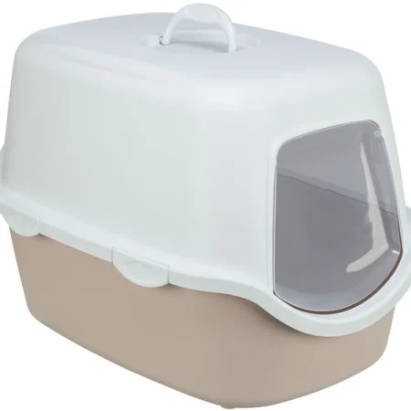 Vico cat litter tray, with hood, 40 x 40 x 56 cm, blush/white