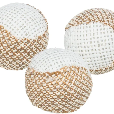 Rattle balls with jute, plastic, diam. 5 cm, 3 pcs.