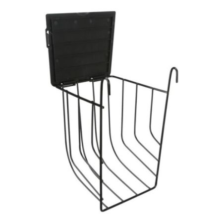 Hay manger, hanging, with lid, metal, 13 × 18 × 12 cm, black