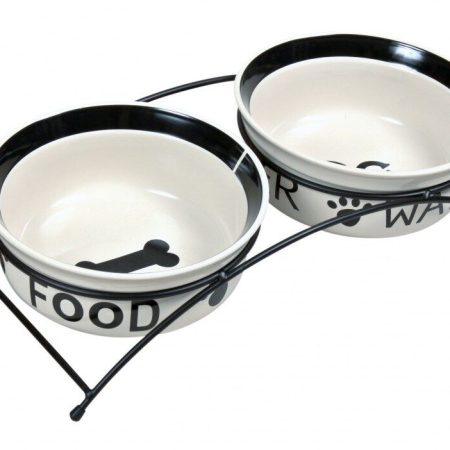 Eat on Feet bowl set, 2 × 0.6 l/ø 15 cm, white/black