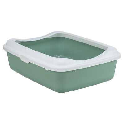 Classic cat litter tray, with rim, 37x15x48 cm, sage/white
