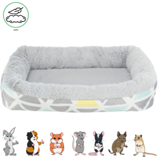 Bunny cuddly bed, square, plush, 38 × 7 × 25 cm, multi coloured//grey