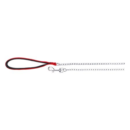 Trixie Chain Lead With Nylon Hand Loop 2mm - Red
